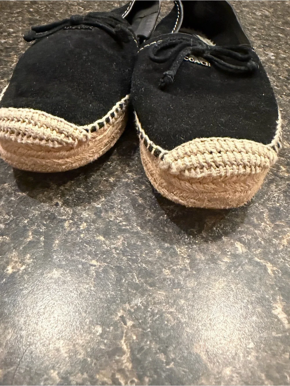 Coach Black Suede Espadrille Slip-On Loafers